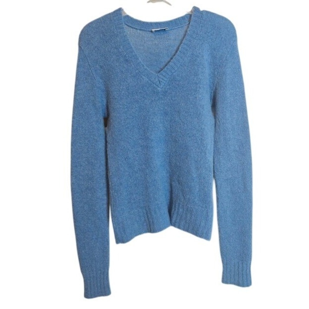 Cozy Y2K Motivi Soft Sky Blue Mohair Blend V-Neck Sweater Sz M Made In Italy